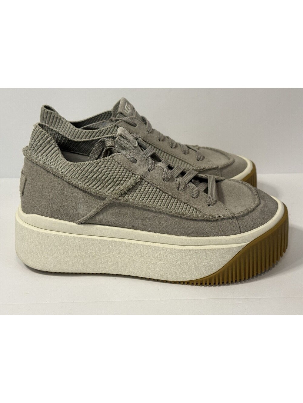 UGG Platform Sneaker Boots in Taupe and White with Gum Sole